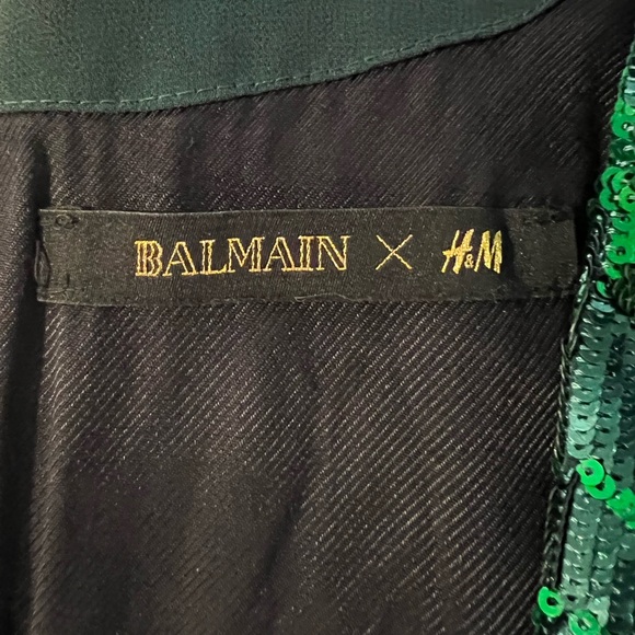 Balmain X H&M Emerald Green Sequin Mini Dress Size 8 - Picture 12 of 13
